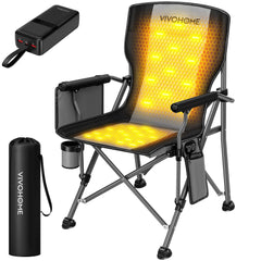 VIVOHOME heated camping chair front view with large heat pads for even warmth