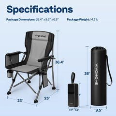 VIVOHOME heated camping chair side view highlighting portable outdoor comfort