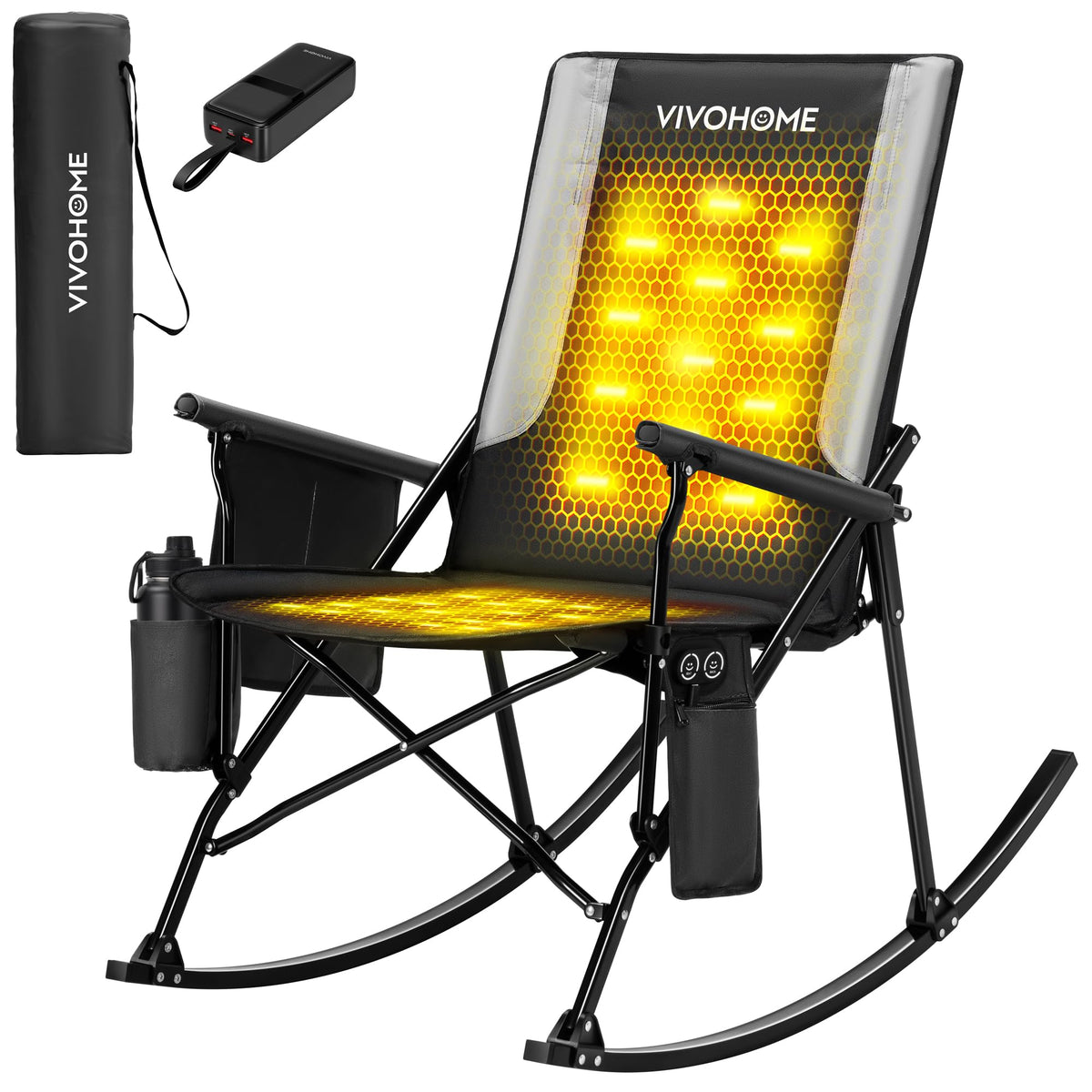 VIVOHOME heated rocking chair back pad shows large heat area for back warmth