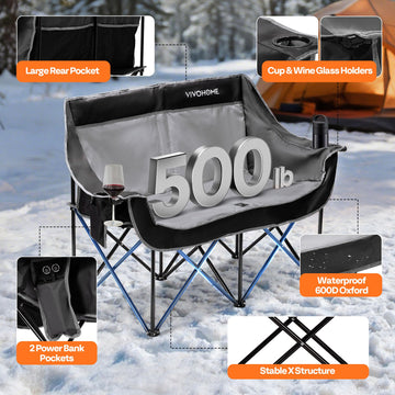 VIVOHOME outdoor chair in use at campsite highlighting portability.