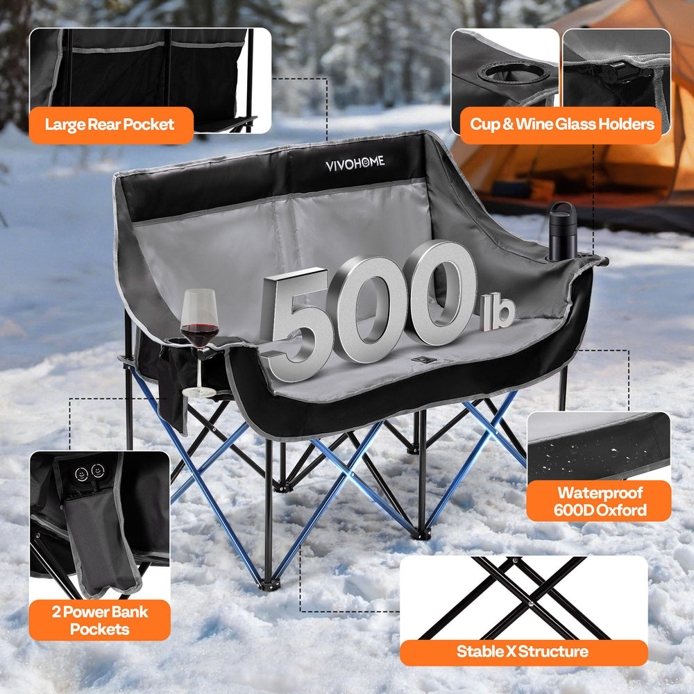 VIVOHOME outdoor chair in use at campsite highlighting portability.