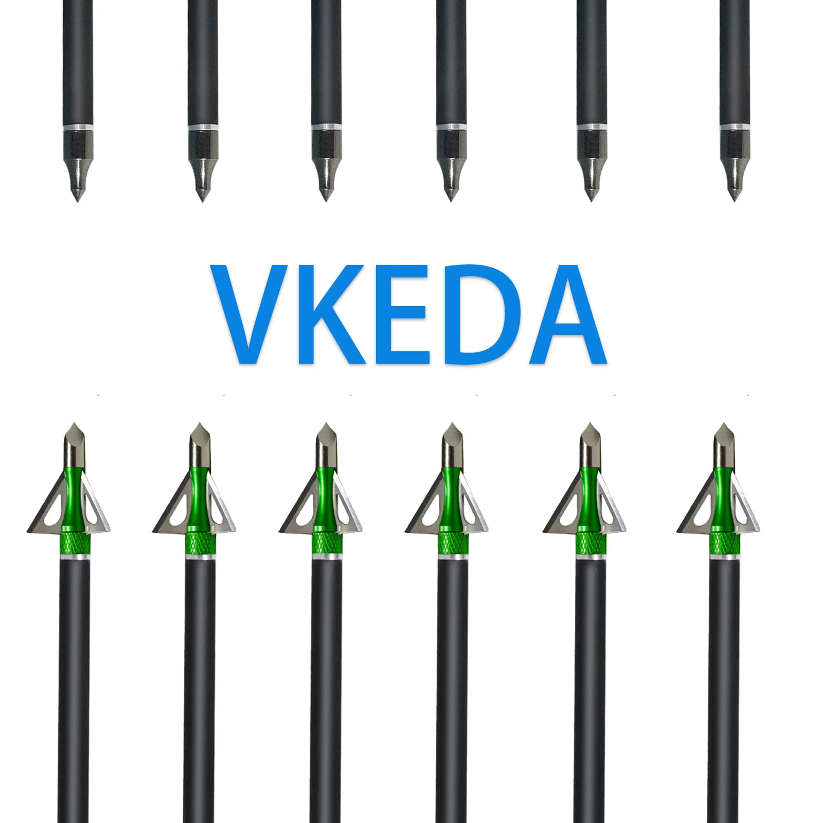 VKEDA broadheads separated in packaging ready for safe user installation.