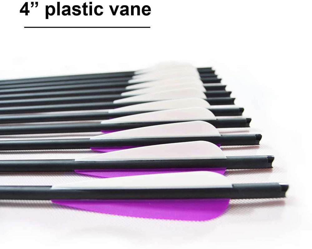 VKEDA purple crossbow arrows in action—high visibility for outdoor practice.