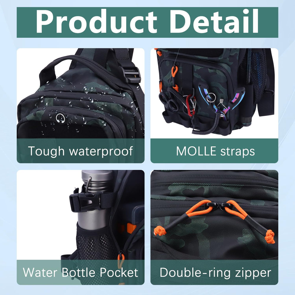 VKVXCLON fishing backpack 3D fish eyes lure detail attracts attention during freshwater or saltwater trips.