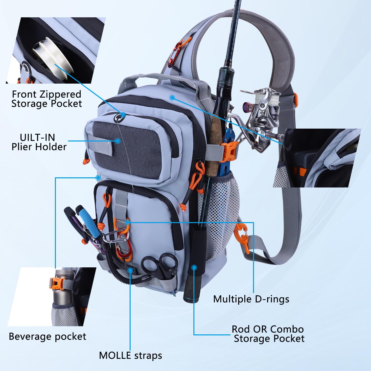 VKVXCLON fishing-backpack tackle box with lifelike lures supports freshwater and saltwater fishing.