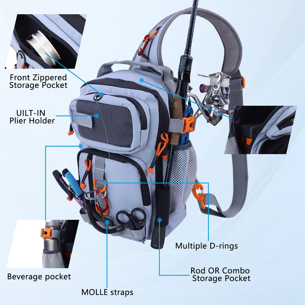 VKVXCLON fishing-backpack tackle box with lifelike lures supports freshwater and saltwater fishing.