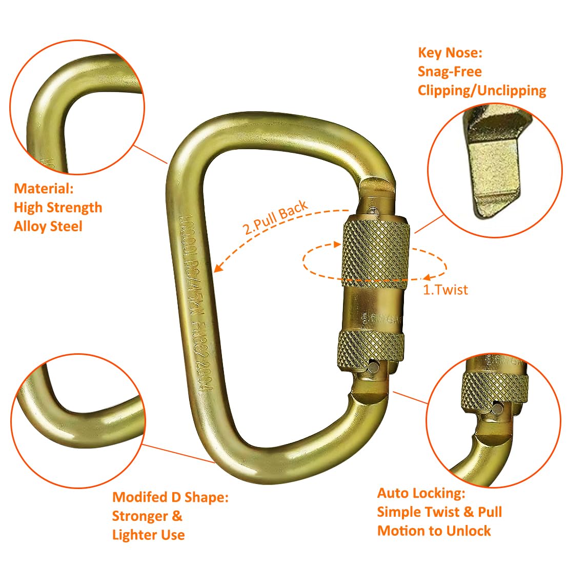 VLBOTE ANAB-certified carabiner for reliable performance in challenging environments.