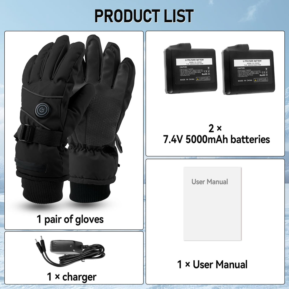 VLBPCR heated warm gloves back view, adjustable wrist strap for snug fit.