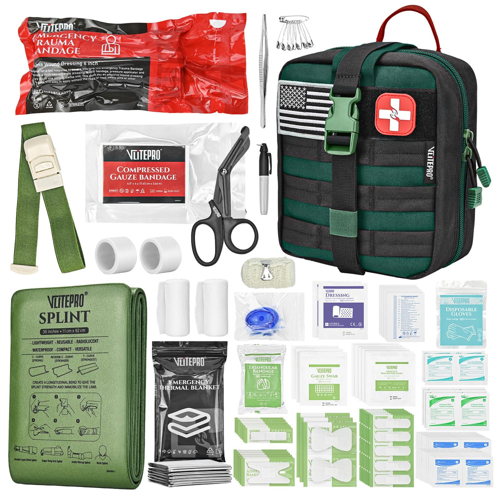 VLITEPRO Survival First Aid Kit Molle pouch closed for outdoor readiness and quick access