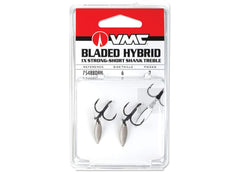 VMC Bladed Hybrid Treble Short 1X Black Nickel #4 inline eye close-up highlights streamlined line entry.