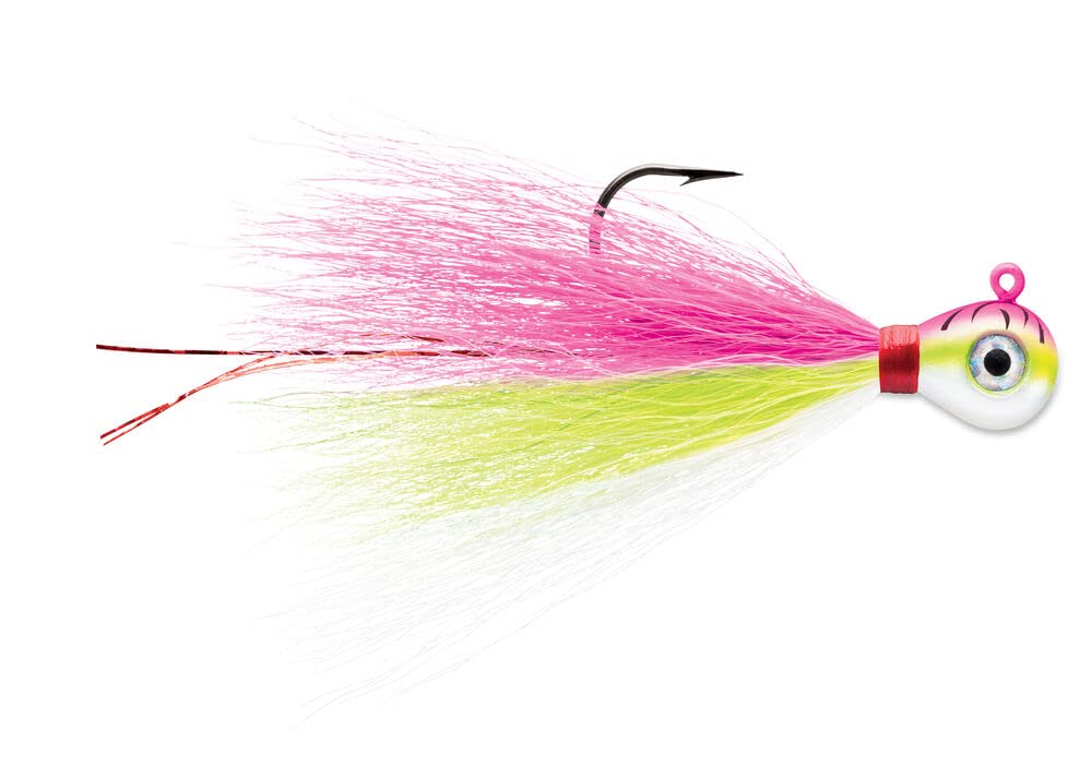 VMC Bucktail Jig 1/16 Purple Albino boosts visual appeal for versatile fishing techniques