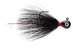 VMC Bucktail Jig 1/32 Black with bucktail and holographic eye for versatile lure action