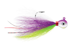 The VMC Bucktail Jig 1/4 Purple Albino offers a lifelike profile for improved lure attraction.
