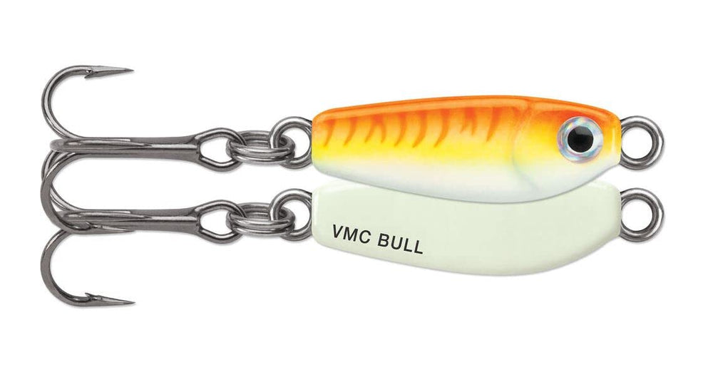 VMC Bull Spoon Glow Orange Fire UV with blade boosts flash and attracts predators at distance