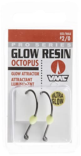 VMC Glow Resin Octopus 2/0 Chartreuse side view shows vibrant color for attracting fish