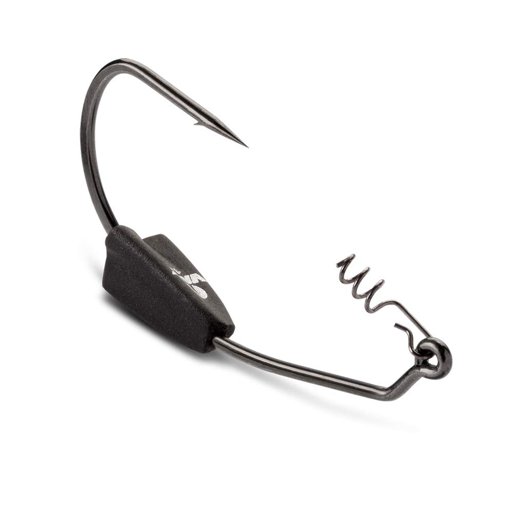VMC heavy-duty weighted swimbait hook 3-0 securely holds baits for open-water casting.