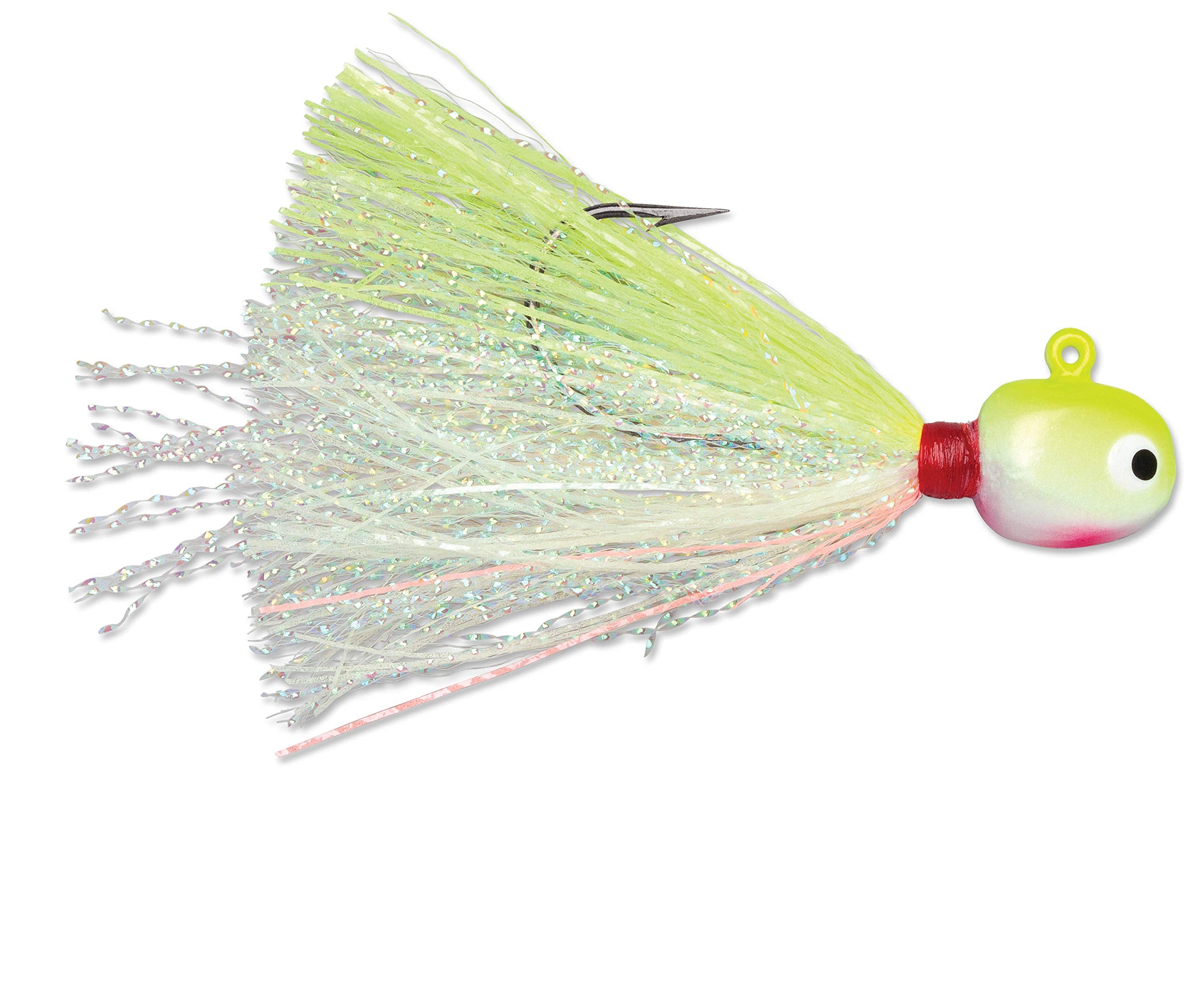 VMC Hot Skirt Glow Jig 1/4 Chartreuse White glows in low light for night fishing