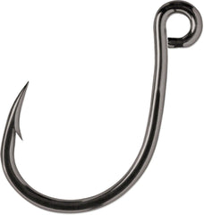 VMC Inline Single 4X Coastal Black 3-0 hook for saltwater rigs with strong penetration.