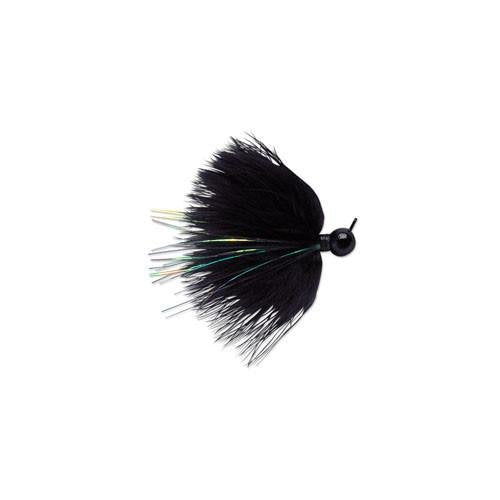 VMC Marabou Jig 1/4 Black front view with lifelike flutter for freshwater use.