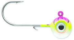 VMC Neon Moon Eye Jig 1/16 Pink Fire UV for high-visibility jigging and casting