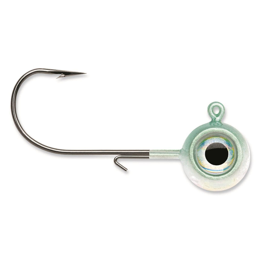 VMC Neon Moon Eye Jig 1/8 Pink Pearl, in use on a jigging rod