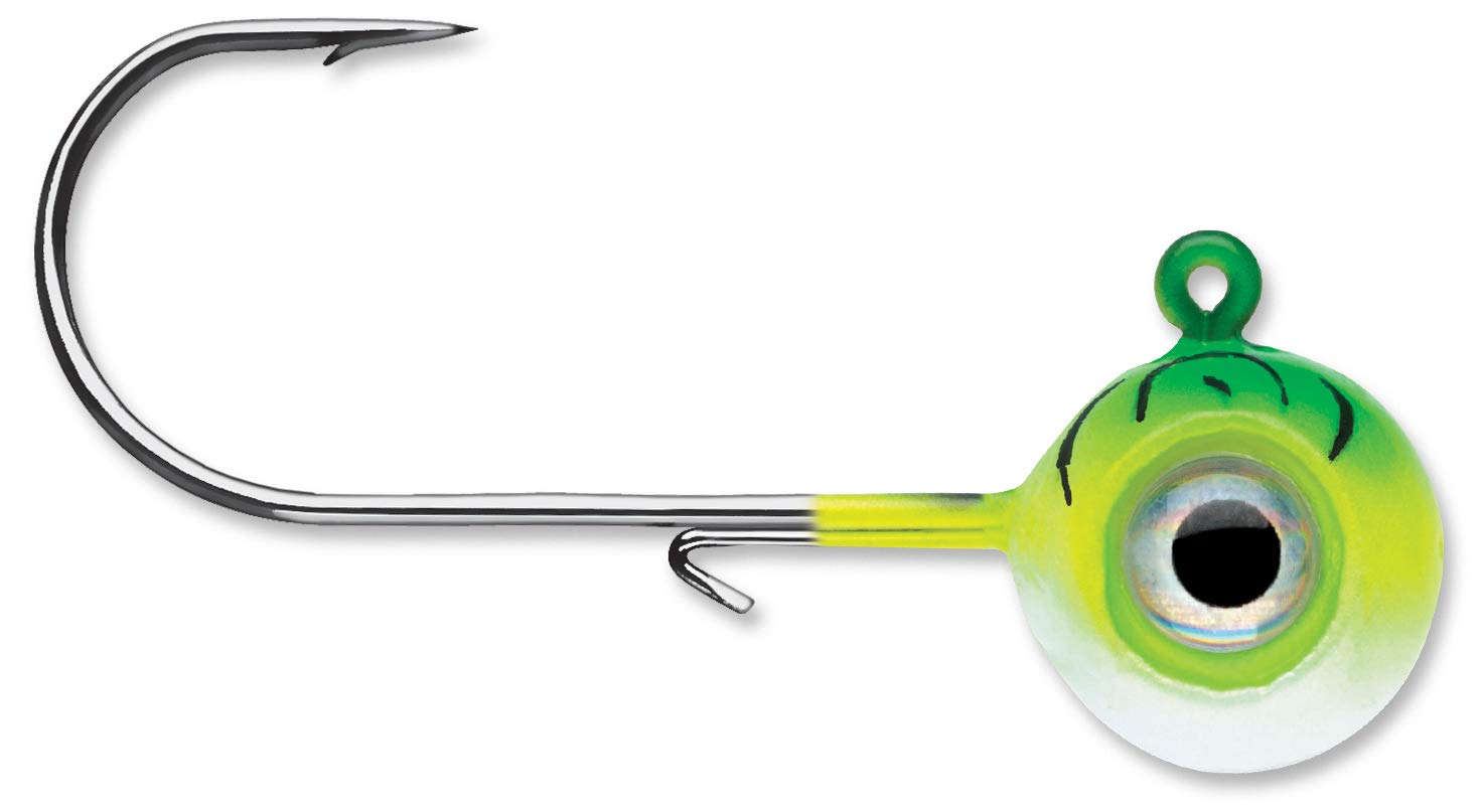 VMC Neon Moon Eye Jig 3/4 Green Fire UV attracts fish in fresh and saltwater environments