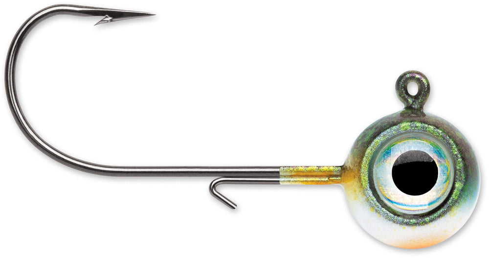 VMC Neon Moon Eye Jig 3/8 Blue Gill glowing lure ideal for freshwater fishing