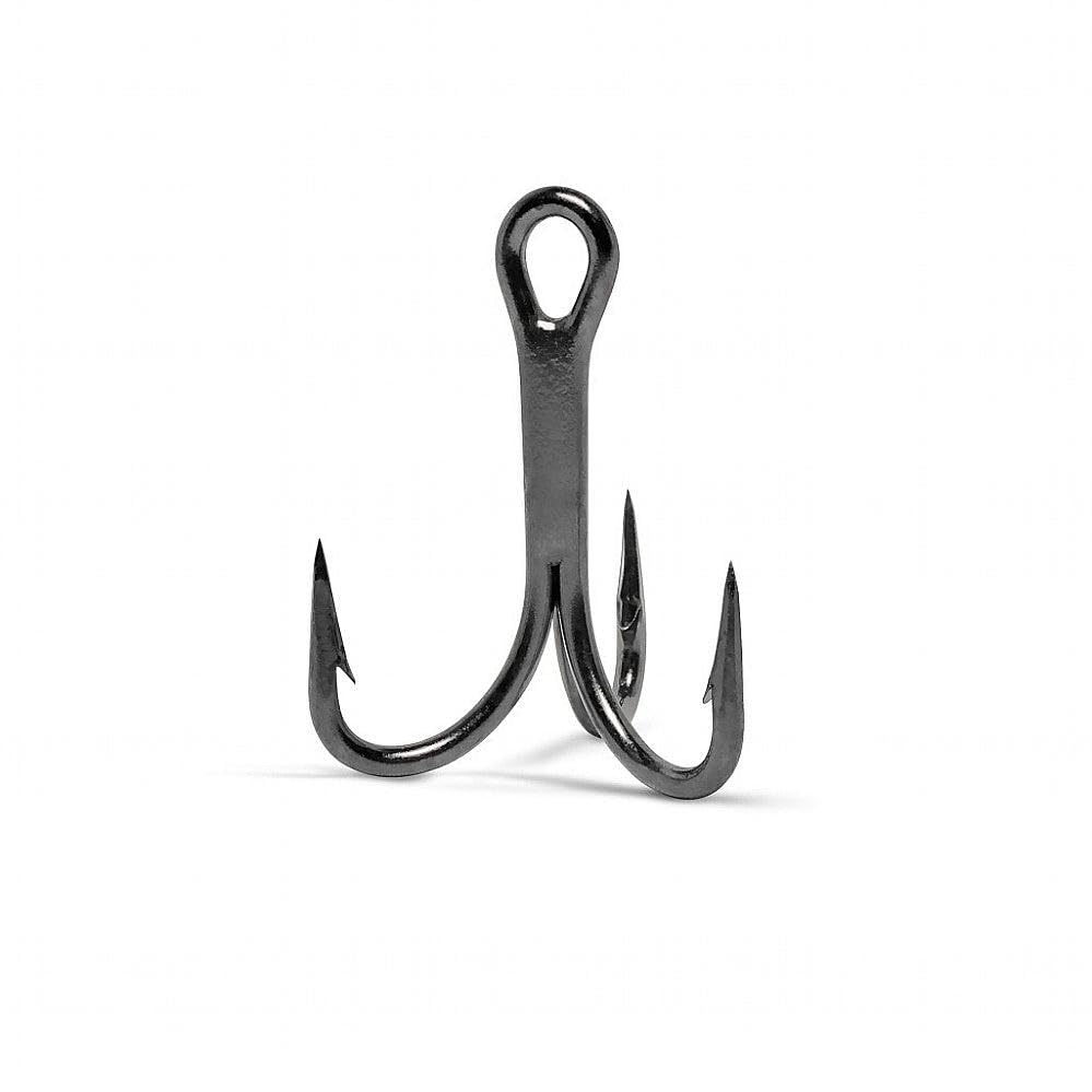 VMC O'Shaughnessy Treble Short 4X Black Nickel #5/0 close-up shows a sharp, durable finish.