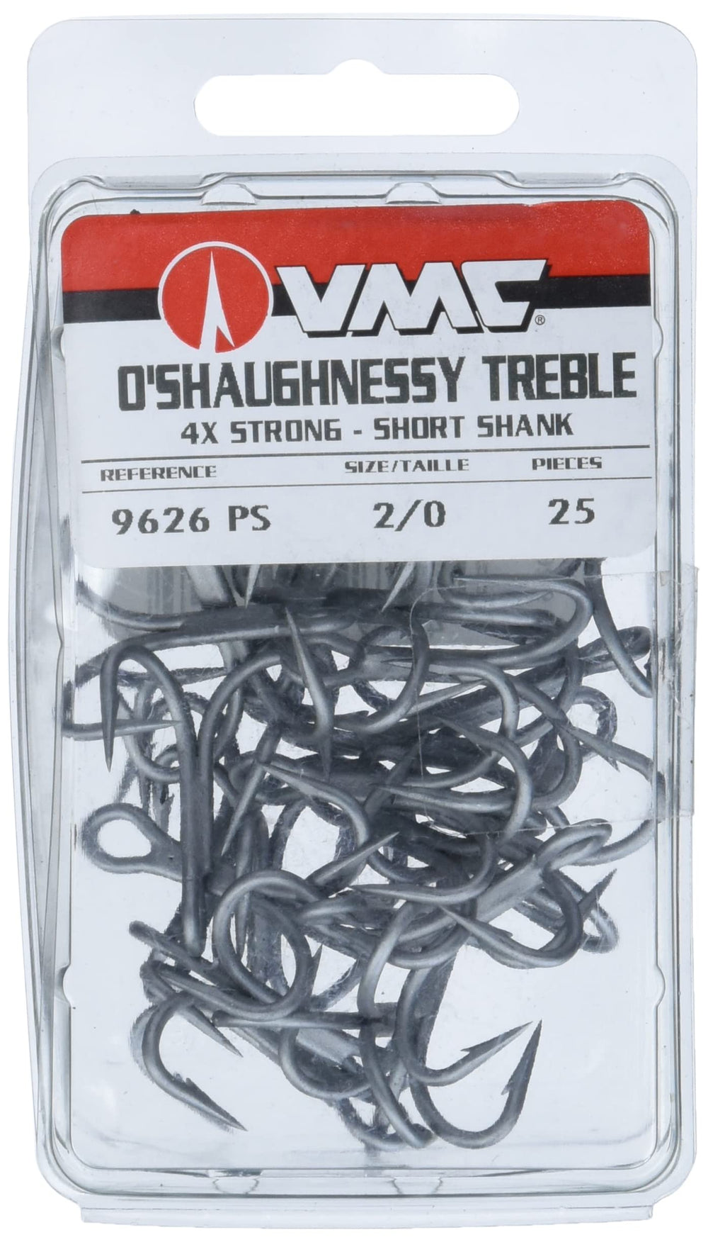 VMC O'Shaughnessy Treble Short 4X Perma Steel shank view emphasizing short shank design.
