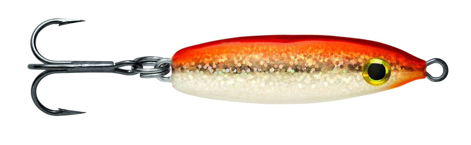 VMC Rattle Spoon Glow Gold Fish lure boosts visibility in low light conditions