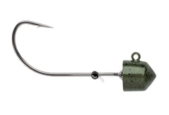 VMC Swingin' Ned Rig Jig 1/8 oz in Green Pumpkin with adjustable fluorocarbon keeper.