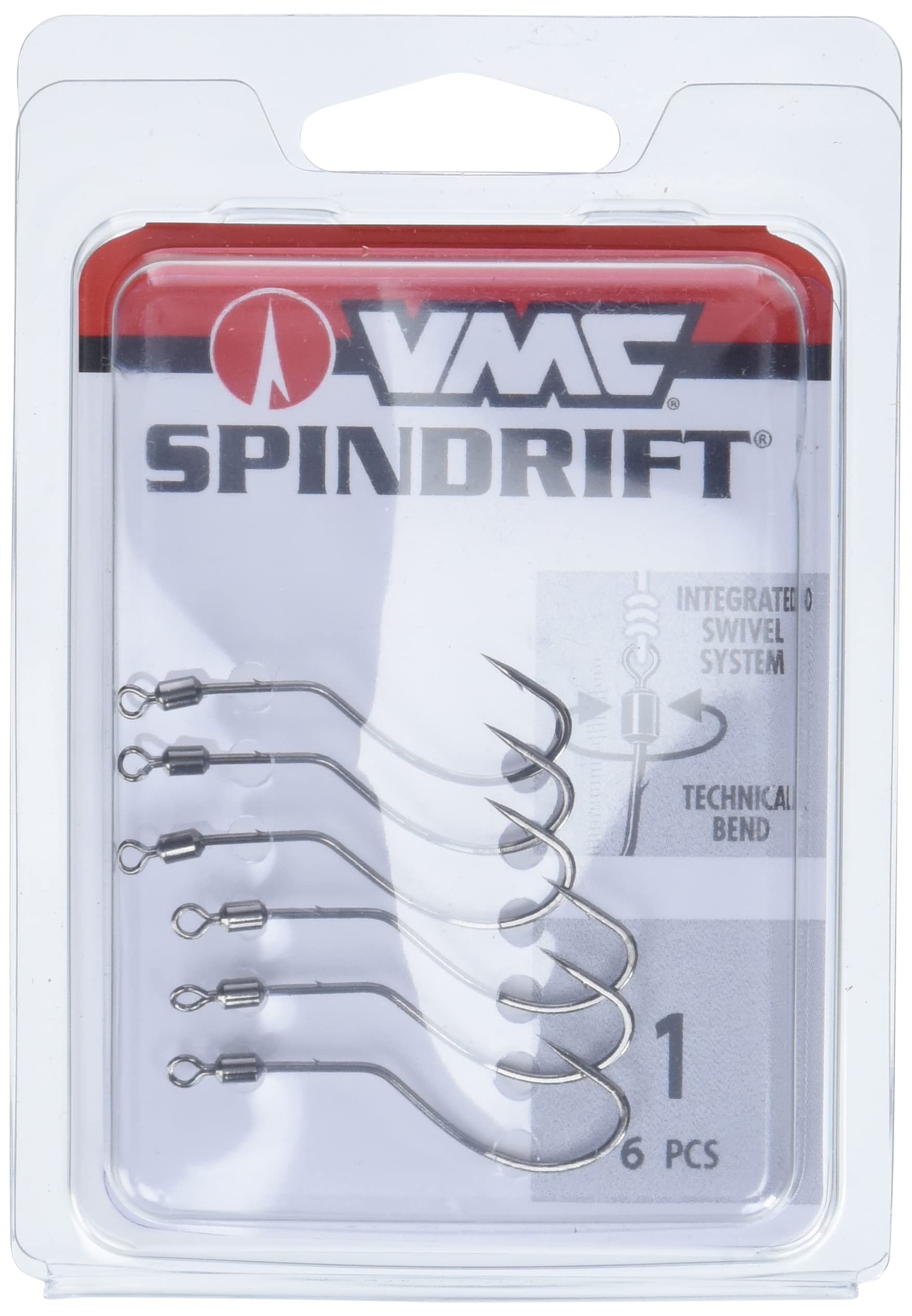 VMC Spindrift Hook Black Nickel #1 shank closeup emphasizes durability.