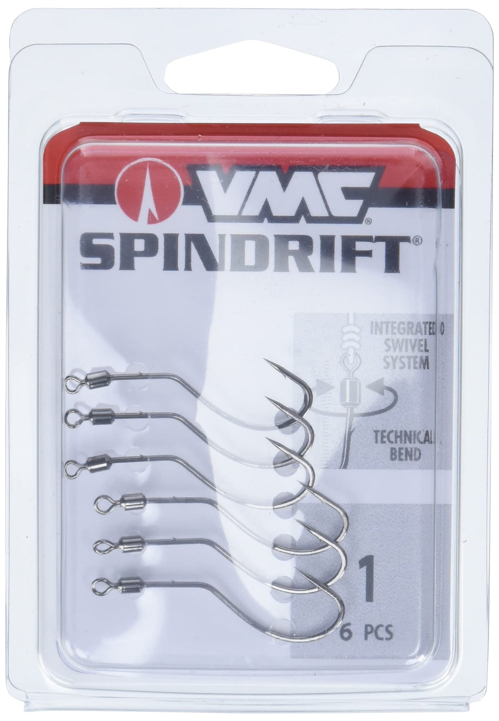 VMC Spindrift Hook Black Nickel #1 shank closeup emphasizes durability.