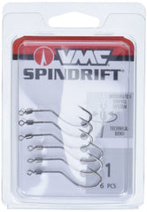VMC Spindrift Hook Black Nickel #1 shank closeup emphasizes durability.