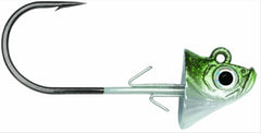 VMC Swimbait Jig Shad concave head improves bait alignment for lifelike minnow action.