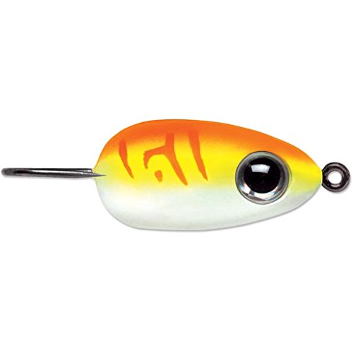 VMC Tear Drop Jig 1/16 oz Glow Orange Fire UV front view with glow finish for visibility.