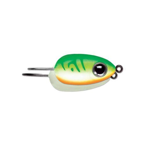 VMC Tear Drop Jig 1/16 oz Glow Orange Fire UV in water action demonstrates lure movement.