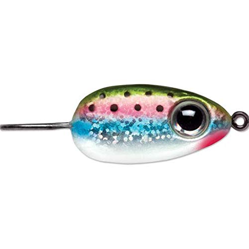 VMC Tear Drop Jig Glow Gold color sparkles in dim light for night fishing.