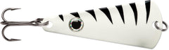 VMC Tingler Spoon Glow Tiger finish attracts walleye and perch under ice