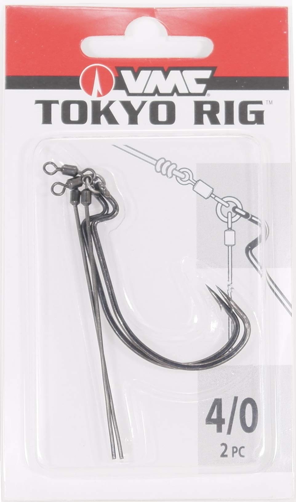 VMC Tokyo Rig 4/0 hook with black nickel finish for corrosion resistance in saltwater.