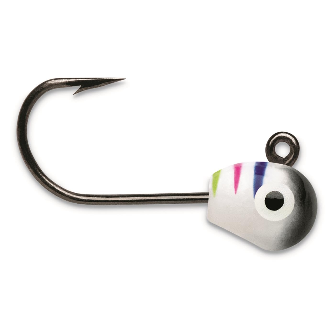 VMC Tungsten Mongo Jig Glow Black Wonderbread—lifelike minnow profile ideal for panfish and trout angling