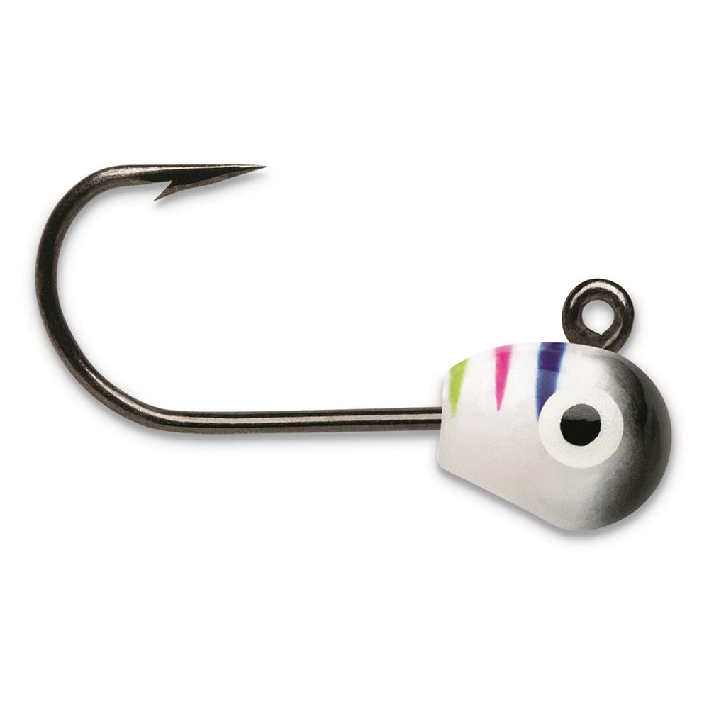 VMC Tungsten Mongo Jig Glow Black Wonderbread—lifelike minnow profile ideal for panfish and trout angling