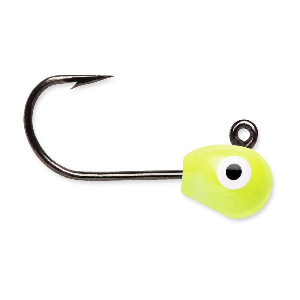 VMC Tungsten Mongo Jig 1/16 oz Glow Red side angle boosts lure visibility