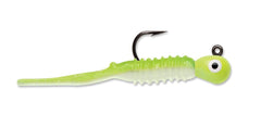 VMC Tungsten Nymph Jig Glow Chartreuse improves visibility in low light for better casting.