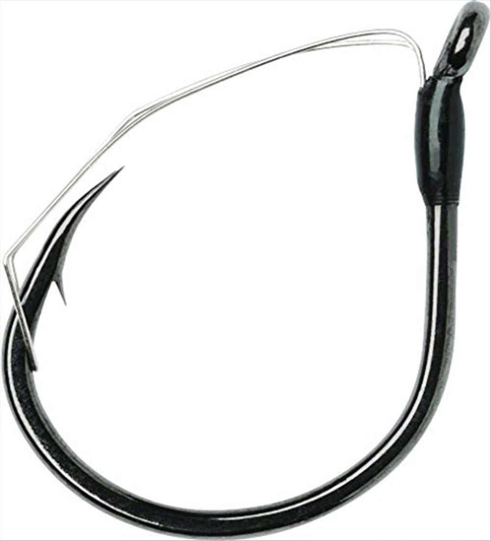 VMC Weedless Wacky Hook Black Nickel 1/0 for weedless rigs and snag-resistant presentations.