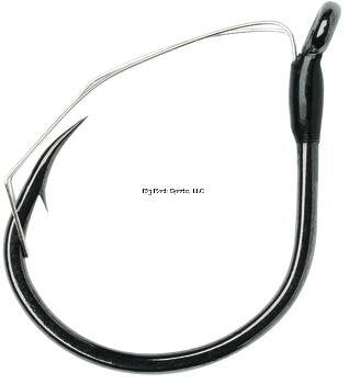 VMC Weedless Wacky Hook Black Nickel 4/0 is shown in close-up, highlighting snag resistance