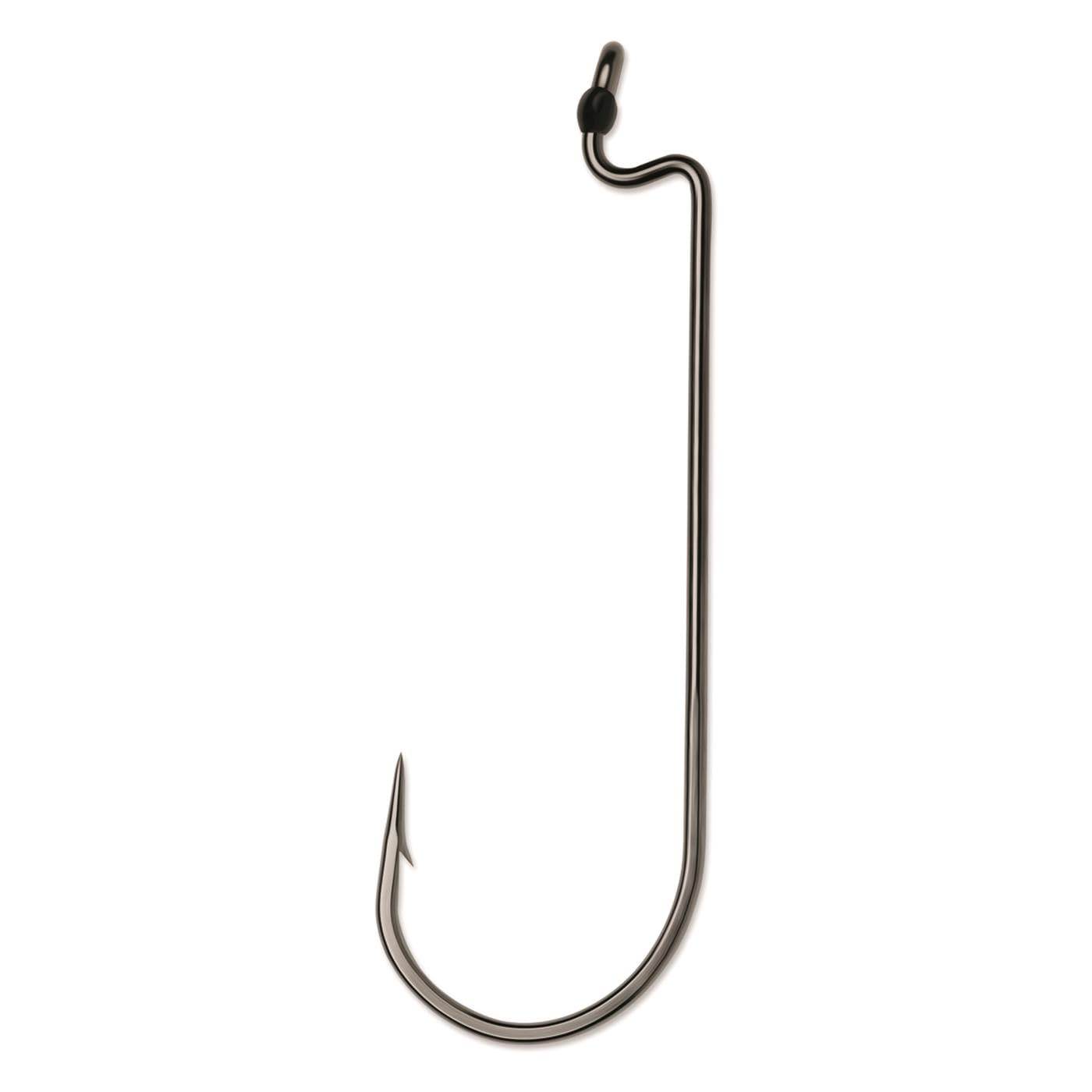 VMC worm hook #2/0 in black nickel pack, ideal for Carolina rigs and light tackle.