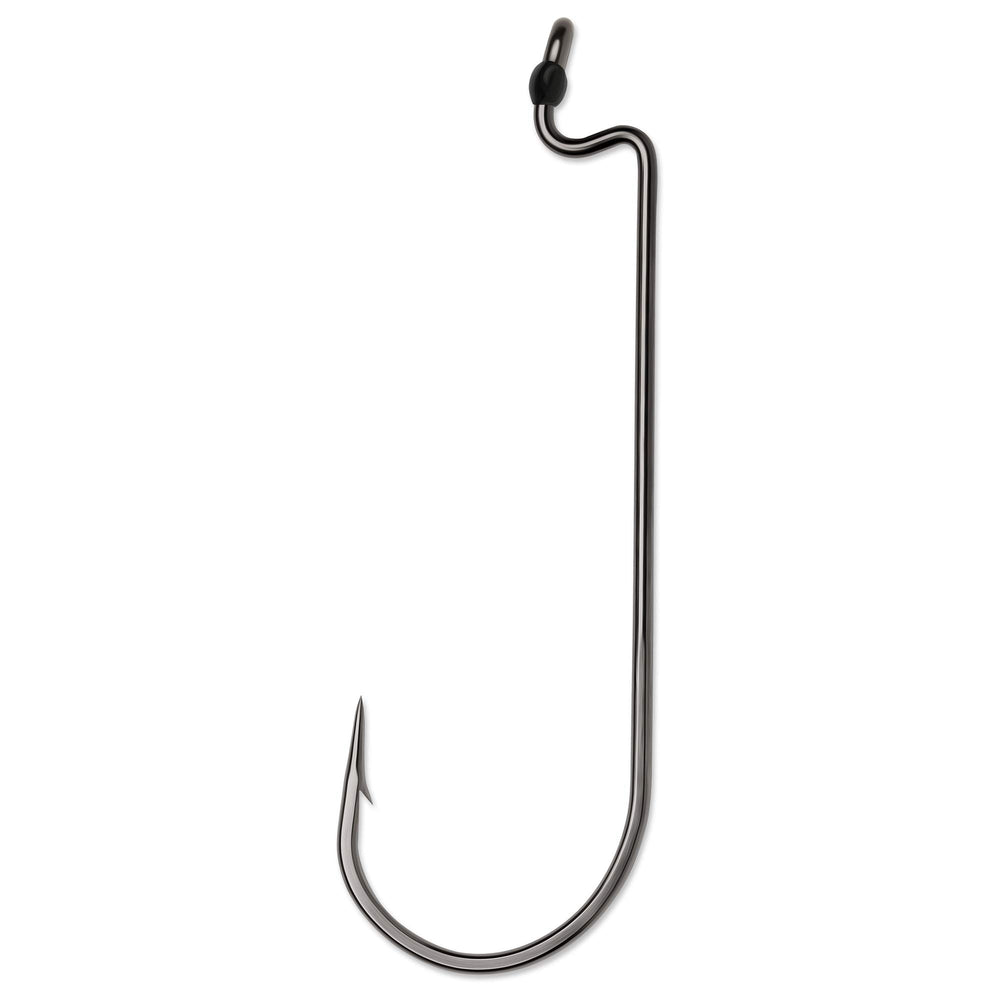 VMC Worm Hook #2 in black-nickel with offset point for improved hookups
