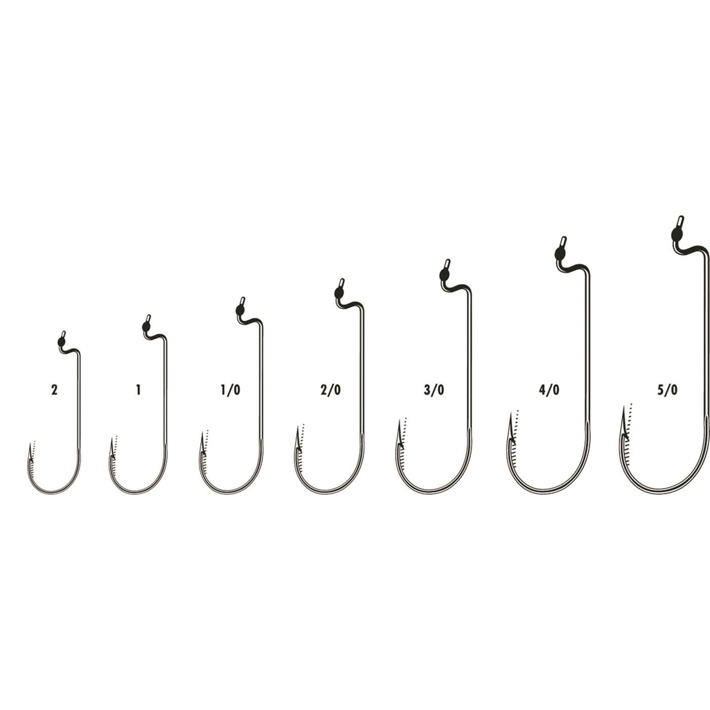 VMC worm hook offset point with 3-degree design enhances hookup exposure on Carolina rigs.