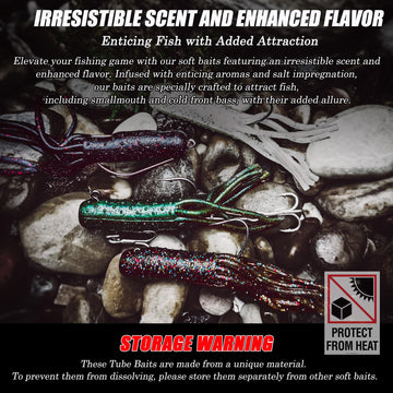 Freshwater and saltwater compatible tube baits in use